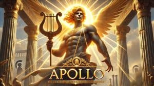 Apollo in radiant glory with his lyre, the god who appeared at the double rainbow to make his promise of resurrection and rebirth